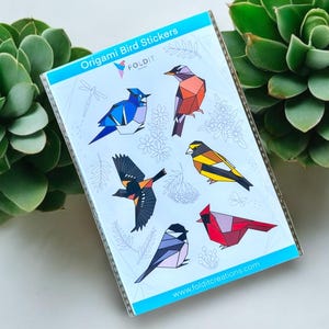 Hoja de pegatinas de pájaros de origami: Aves de Norteamérica, regalo para observadores de aves