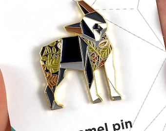 Boston Terrier Enamel Pin – Dog Lover Gift, Boston Terrier Pin, Dog Mom Gift, Small Dog Pin, Origami Dog Pin