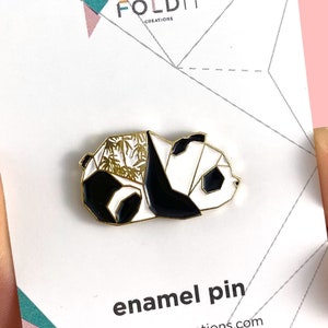 Origami Panda Enamel Pin, Panda Bear Lapel Pin