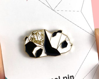 Origami Panda Enamel Pin, Panda Bear Lapel Pin