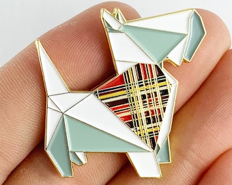 Origami Scottish Terrier Enamel Pin, Dog Lover Gift