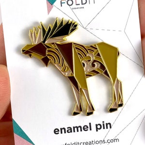 Origami Moose Enamel Pin: Canadian Gift