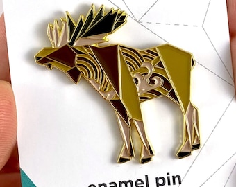 Origami Moose Enamel Pin: Canadian Gift