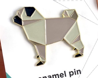 Origami Pug Dog Enamel Pin: Pug gift