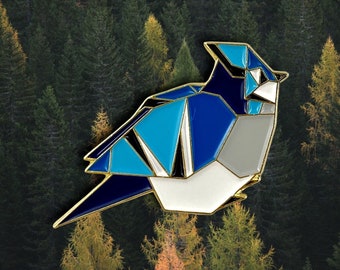 Blauhäher Emaille Pin,Emaille Pins,Blauhäher Pin,Blauhäher Pin,Blauhäher,Origami Vogel,Vogel Liebhaber,Geschenk für Vögel,Blauhäher Geschenk