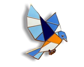 Bluebird Enamel Pin,Bird Enamel Pin,Origami Jewelry,Bluebird Pin,Origami Bird,Bird Lover,Bird Gift,Bird Pins,Bird watcher gift,Songbird pins