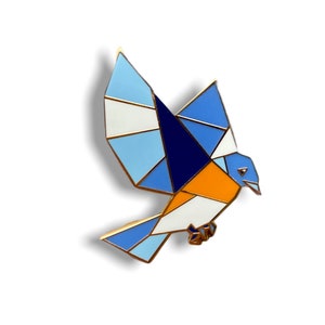 Bluebird Enamel Pin,Bird Enamel Pin,Origami Jewelry,Bluebird Pin,Origami Bird,Bird Lover,Bird Gift,Bird Pins,Bird watcher gift,Songbird pins image 1