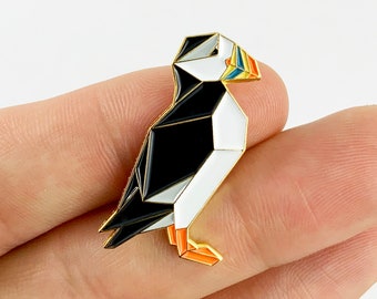 Puffin Enamel Pin,Enamel Pin,Origami Jewelry,Puffin Pin,Puffin Jewelry,Origami Bird,Bird Lover,Bird Gift,Puffin Gift,Bird Pins,Bird Watcher