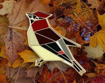 Cedar Waxwing Enamel Pin,Bird Enamel Pin,Origami Jewelry,Cedar Waxwing pin,Bird Lover,Bird Gift,Bird Pins,Bird watcher gifts,Bird