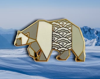 Origami Polar Bear Enamel Pin,Bear Enamel Pin,Bear Pins,Bear Gifts,Canadian Pin,Canadian Gift,Bear Jewelry,Polar Bear Gift,Bear