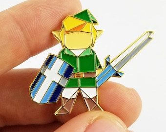 Broche en émail lien origami : cadeau pour joueur Legend of Zelda