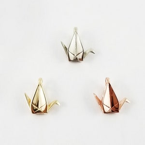 10K Gold Origami Crane Charm: Good Luck Gift