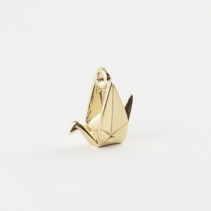 10K Gold Paper Crane Charm,Origami Crane Charm,Charm Bracelet,Paper Crane Charm,First Anniversary Gift,Paper Anniversary Gift,Charm Necklace