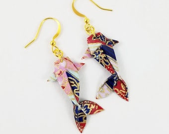 Origami Koi Fish Earrings,Koi Fish Gifts,Koi Fish Jewelry,Paper Anniversary Gifts,First Anniversary Gift,Gift For Her,Koi Fish,Fish Earrings