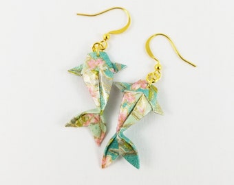 Origami Koi Fish Earrings,Koi Fish Gifts,Koi Fish Jewelry,Paper Anniversary Gifts,First Anniversary Gift,Gift For Her,Koi Fish,Fish Earrings