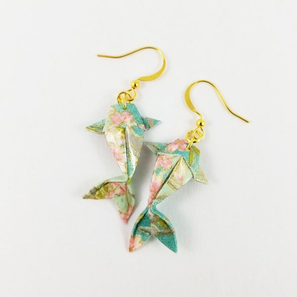 Origami Koi Fish Earrings,Koi Fish Gifts,Koi Fish Jewelry,Paper Anniversary Gifts,First Anniversary Gift,Gift For Her,Koi Fish,Fish Earrings