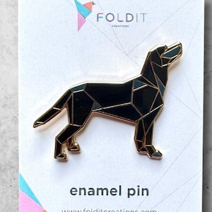 Origami Black Lab Enamel Pin: Geometric Dog Lover Gift
