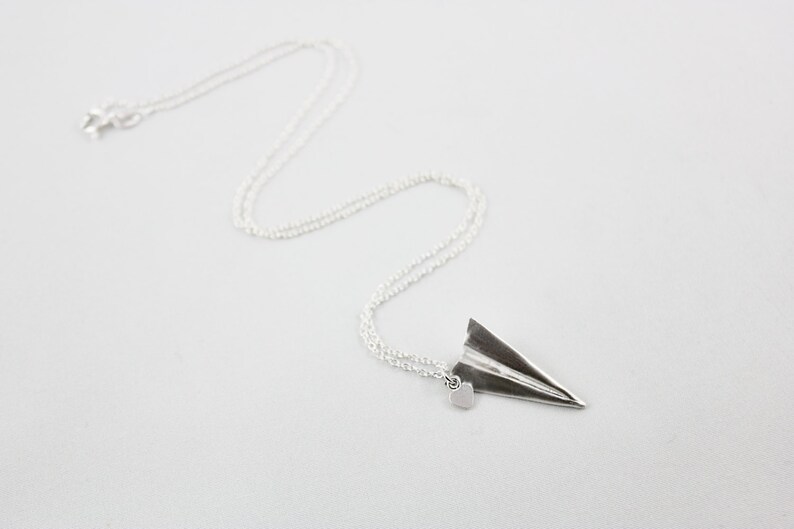 Paper Airplane Necklace Silver Paper Plane JewelryPaper Etsy