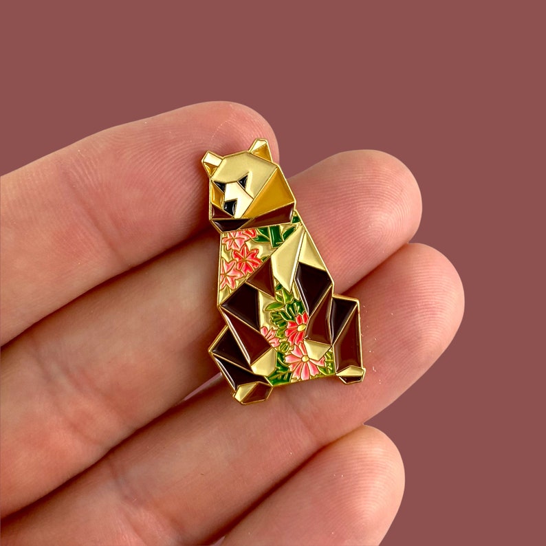 Origami Brown Bear Enamel Pin,Bear Enamel Pin,Bear Pins,Bear Gifts,Canadian Pin,Canadian Gift,Bear Jewelry,Bear Lover,Brown Bear,Bear Gift image 3