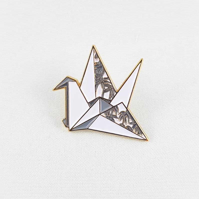 Origami Paper Crane Soft Enamel Pin,Enamel Pin,Origami Jewelry,Paper Crane,Origami Tsuru,Paper Anniversary Gift,Paper Crane Pins,Origami image 1