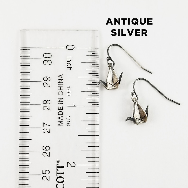 925 Silver Crane Earrings,First Anniversary Gift,Origami Crane Earrings,Paper Crane Jewellery,Paper Crane Earrings,Paper Anniversary,origami image 8