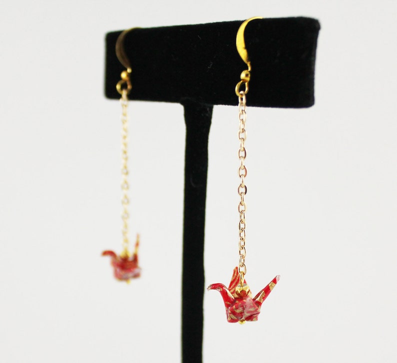 Origami Crane Drop Earrings Paper Crane Jewelry Origami Etsy