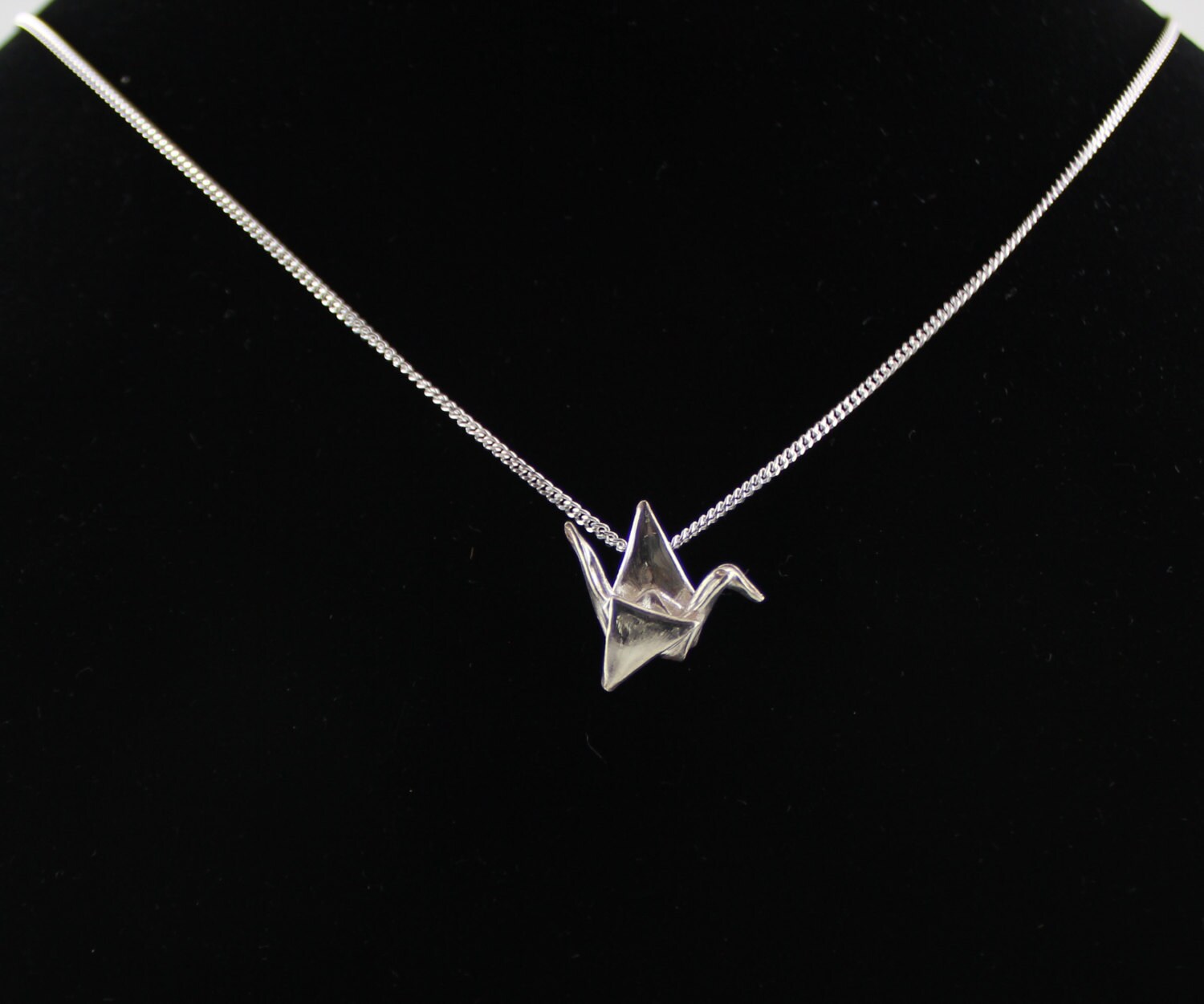 Paper Crane Necklacesilver Origami Crane Necklaceorigami Etsy