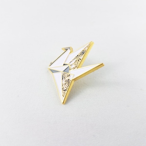 Origami Paper Crane Soft Enamel Pin,Enamel Pin,Origami Jewelry,Paper Crane,Origami Tsuru,Paper Anniversary Gift,Paper Crane Pins,Origami image 2