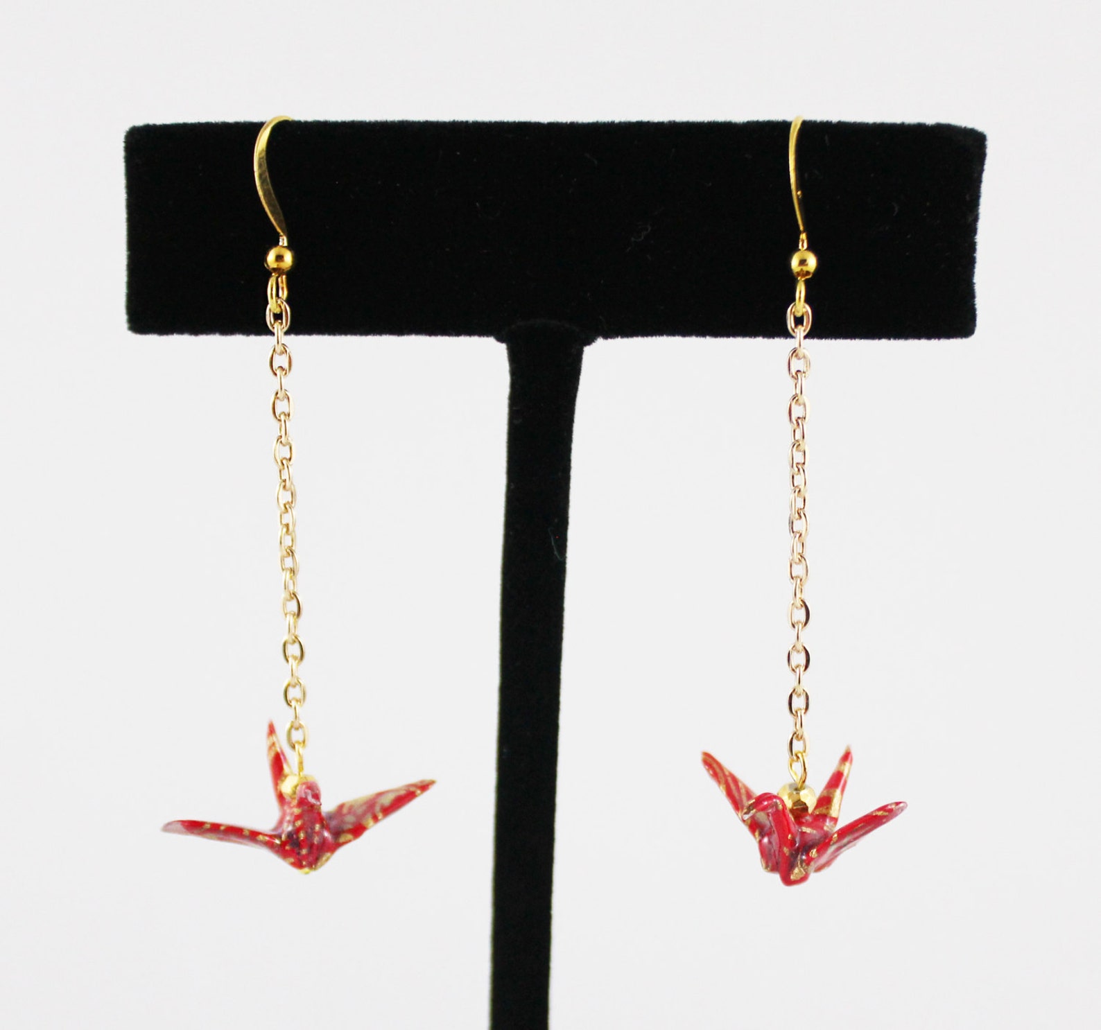 Origami Crane Drop Earrings Paper Crane Jewelry Origami Etsy