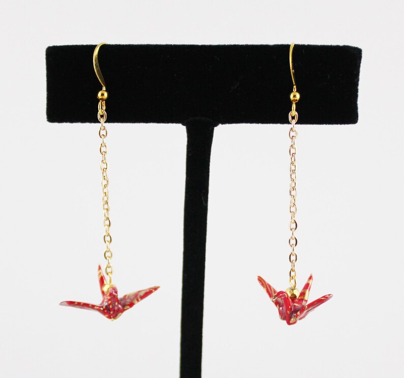 Origami Crane Drop Earrings Paper Crane Jewelry Origami Etsy