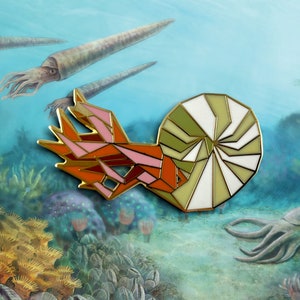 Ammonite Enamel Pin,Fossil Enamel Pins,Origami Jewelry,Fossil Gift,Wolf Lover,Ammonite Fossil,Natural History Gifts,Ammonite pin