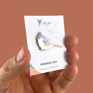 Getufte Mees Emaille Pin, Vogel Emaille Pin, Origami Sieraden, Mees pin, Vogelliefhebber, Vogel Cadeau, Vogelpinnen, Vogelkijker, Vogels kijken afbeelding 7