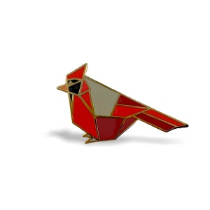 Cardinal Enamel Pin,Bird Enamel Pin,Origami Jewelry,Cardinal Pin,Cardinal Bird,Origami Bird,Bird Lover,Bird Gift,Bird Pins,Bird,Cardinal Art image 2