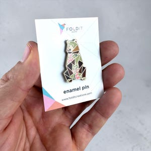 Origami Brown Bear Enamel Pin: Bear Lover Gift image 7