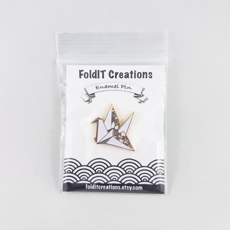 Origami Paper Crane Soft Enamel Pin,Enamel Pin,Origami Jewelry,Paper Crane,Origami Tsuru,Paper Anniversary Gift,Paper Crane Pins,Origami image 3