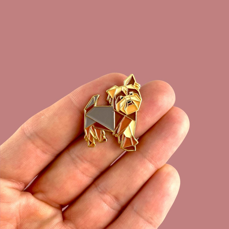 Origami Yorkshire Terrier Enamel Pin,Yorkshire Terrier Jewelry,Dog Pin,Dog Gift,Dog Lover,Yorkie Gifts,Yorkshire Terrier Pin,Yorkie gift,pin image 3