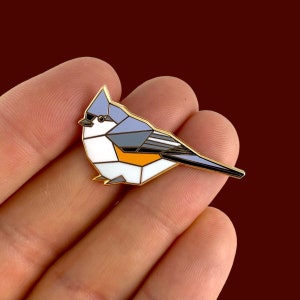 Tufted Titmouse Enamel Pin,Bird Enamel Pin,Origami Jewelry,Titmouse pin,Bird Lover,Bird Gift,Bird Pins,Bird Watcher,Bird Watching image 2