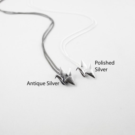 Sterling silver origami crane necklace sale