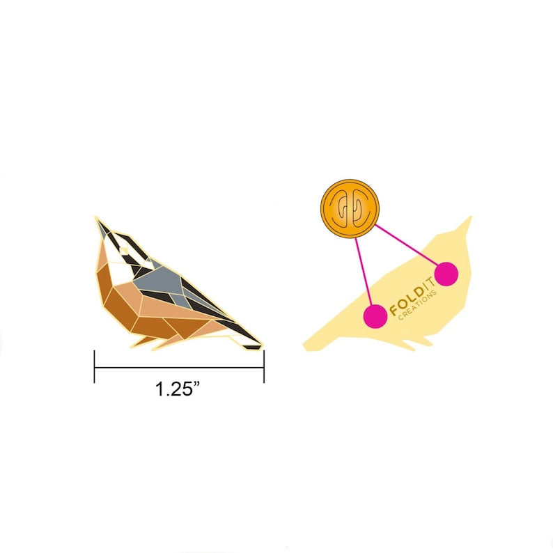 Red-breasted Nuthatch Enamel Pin,Bird Enamel Pin,Origami Jewelry,Nuthatch pin,Bird Lover,Bird Gift,Bird Pins,Bird Watcher,Bird Watching image 10