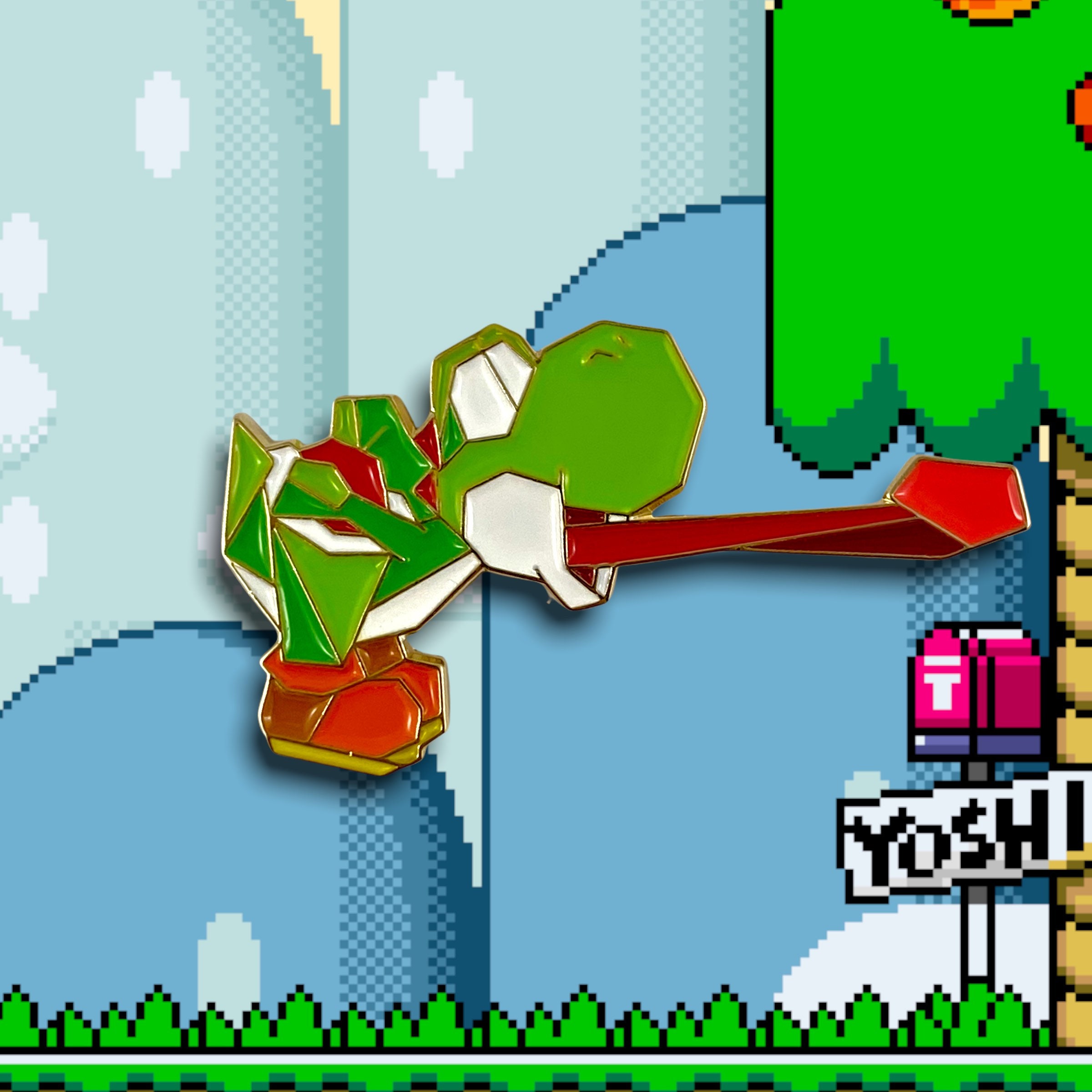 ヨッシー　たのめる便 折り紙ヨッシー エナメルピン：スーパーマリオブラザーズ 靴下用詰め物