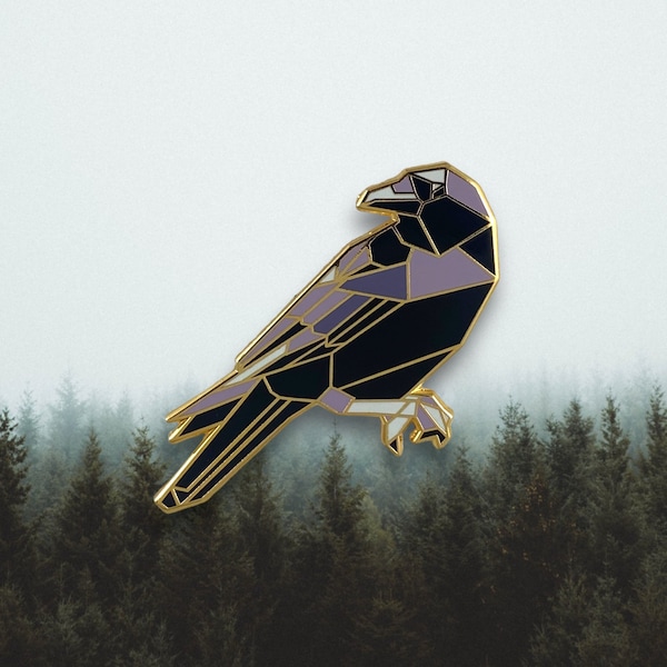 PREORDER: Crow Enamel Pin,Bird Enamel Pin,Origami Jewelry,Crow pin,Bird Lover,Bird Gift,Bird Pins,Birds,Crow Jewelry,Crow Art,Crow Gifts