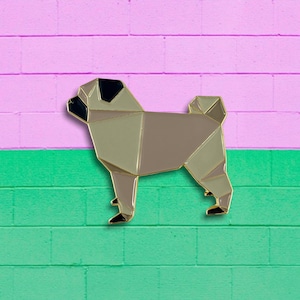 Mops Emaille Pin,Emaille Pins,Mops Emaille Pin,Hund Pin,Hunde Geschenk,Hunde-Liebhaber,Mops Schmuck,Mops Liebhaber,Origami Mops Pin,Origami Mops Hund Pin