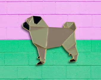 Pug Dog Enamel Pin,Enamel Pins,Pug Enamel Pin,Dog Pin,Dog Gift,Dog Lover,Pug Jewelry,Pug Lover,Pug Dog,Pug Gift,Pug Pin,Origami Pug Dog Pin