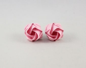 Origami Flower Stud Earrings,Paper Anniversary Gift,Pink Flower Earring,Origami Jewelry,Rose Earring,Tiny Flower Studs,Pink Earrings