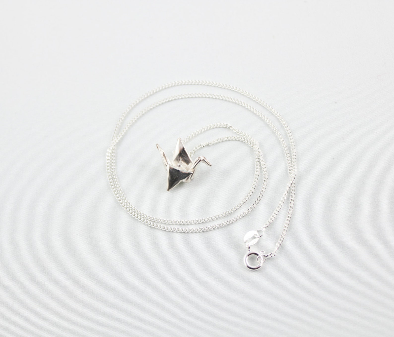 Paper Crane Necklacesilver Origami Crane Necklaceorigami Etsy