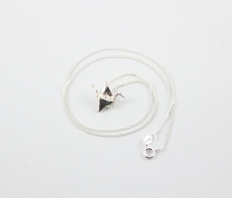 Paper Crane Necklacesilver Origami Crane Necklaceorigami Etsy