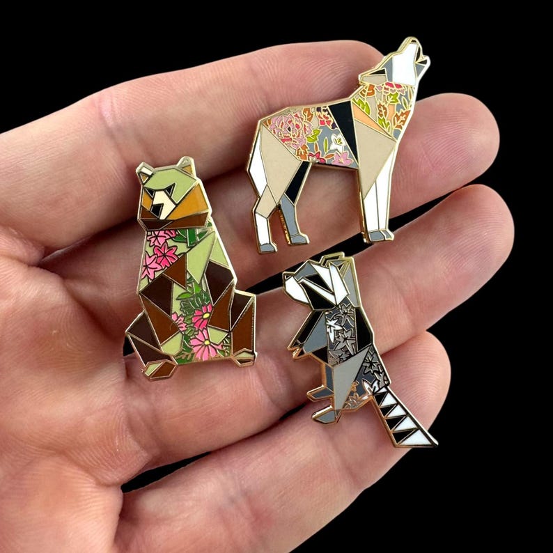 Origami Brown Bear Enamel Pin: Bear Lover Gift image 12