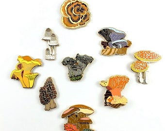 Mushroom Enamel Pin Set: Fungi Art Pins, Mycophile Gift