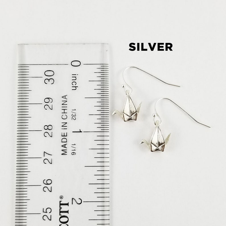 925 Silver Crane Earrings,First Anniversary Gift,Origami Crane Earrings,Paper Crane Jewellery,Paper Crane Earrings,Paper Anniversary,origami image 9