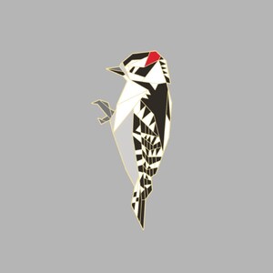 Downy Woodpecker Enamel Pin,Bird Enamel Pin,Origami Jewelry,Downy Woodpecker pin,Bird Lover,Bird Gift,Bird Pins,Bird Watcher,Bird image 8